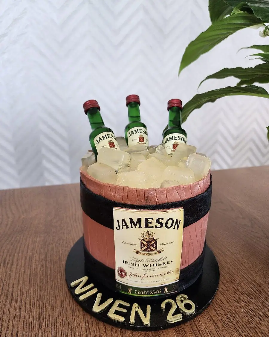 Whiskey bucket birthday cake