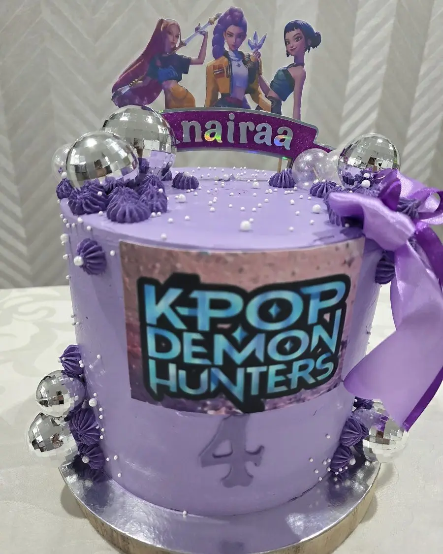 Purple K-pop themed cake