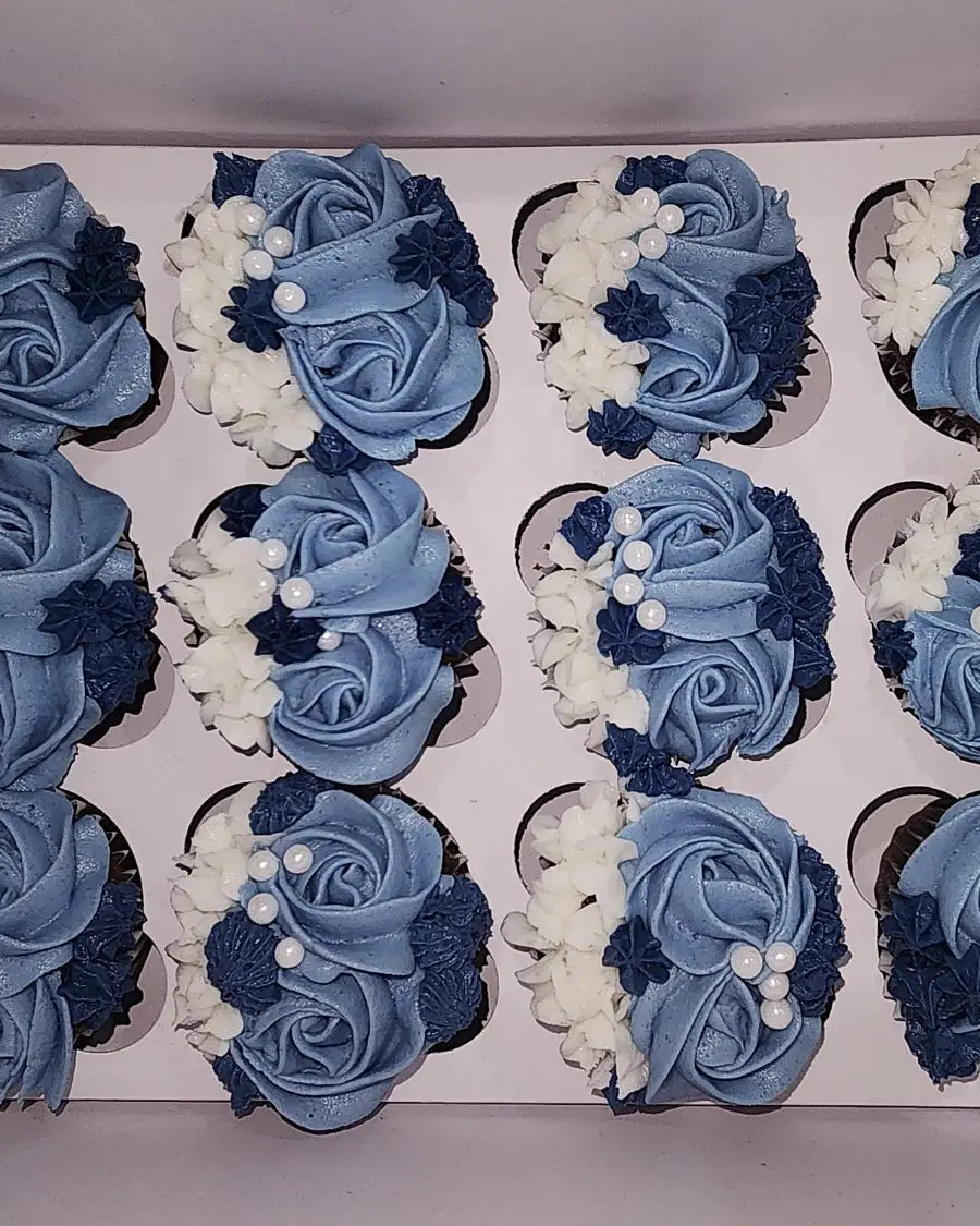 Blue rosette cupcakes